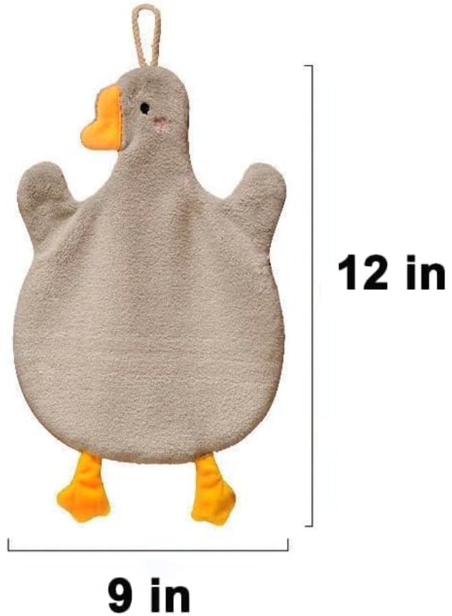 مناشف يد لطيفة على شكل أوزة، قطعتان مع حلقة تعليق، مناشف يد سميكة ماصة من الألياف الدقيقة، ناعمة وسريعة الجفاف، مناشف يد للأطفال برسومات حيوانات كرتونية، مناسبة للمطبخ والحمام - Image 4